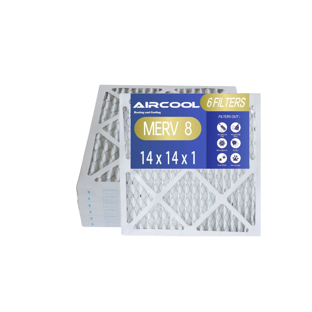 AirCool HVAC Air Filter, MERV 8, AC Furnace Pleated Air Filter, 6 Pack, Electrostatic Air Cleaning Filter Replacement