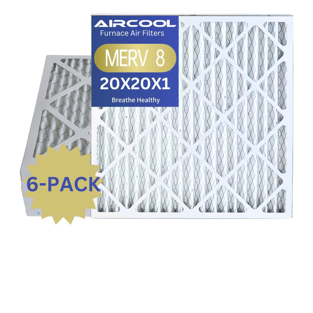AirCool HVAC Air Filter, MERV 8, AC Furnace Pleated Air Filter, 6 Pack, Electrostatic Air Cleaning Filter Replacement